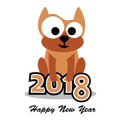 Vector illustration of dog, 2018 new year card, Year of the dog.