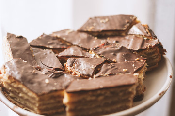 tasty walnut cake freshly made for holiday dessert