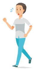 Illustration of a man running short-sleeved shirt