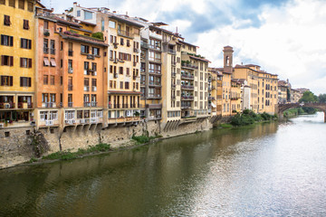 Naklejka na ściany i meble Traditional buildings of Florence on the Arno river, Tuscany, Italy