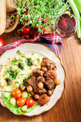 Dinner or lunch with beef Bourguignon stew