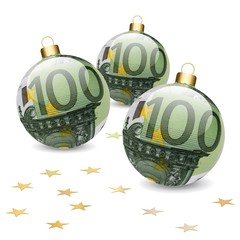 3 Boules de noël 100 € avec étoiles