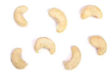 Fototapeta na wymiar cashew nuts isolated on white background. top view. Flat lay pattern
