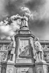 Statue of Leonardo da Vinci in Milan, Italy