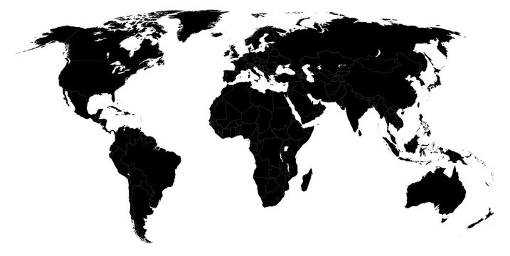 World Map Avec d&eacute;coupage fronti&egrave;res