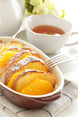 Homemade orange and french bread pudding