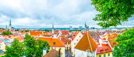 Aerial view of Tallin from Toompea hill, Estonia.