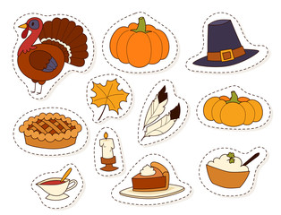 Happy thanksgiving day design holiday objects fresh food harvest autumn season vector illustration