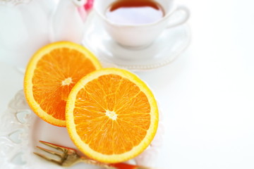 half cut orange for healthy food image