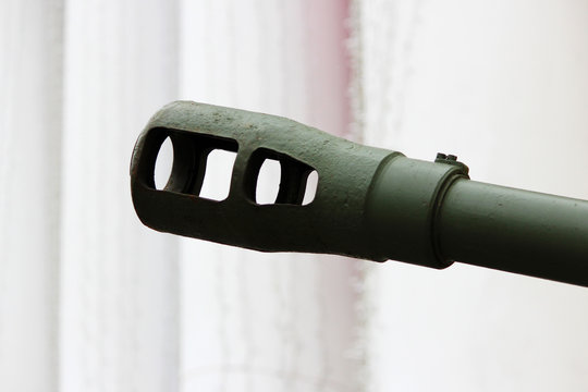 muzzle from a historical cannon prepared for the staging of military events during the Great Patriotic War. Russia.