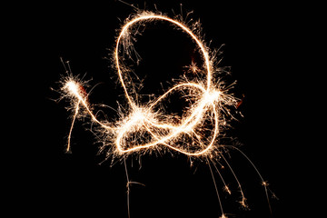 Light Painted Shapes With Sparkler At Night - Powered by Adobe