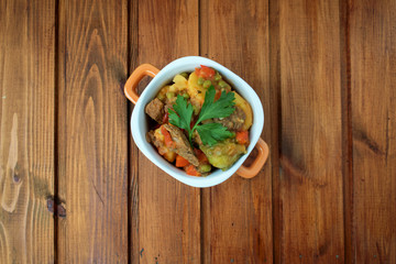 tasty stewed vegetables with meat