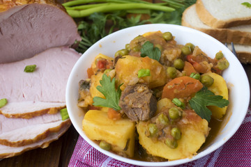 tasty stewed vegetables with meat