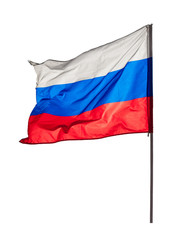 Fluttering flag of the Russian Federation isolated on a white background
