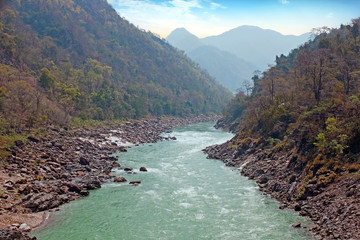 The river Ganges in India at Laxman Jhula