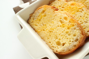 prepared egg soak bread for bread pudding image