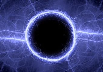 Blue circle lightning, electrical plasma background