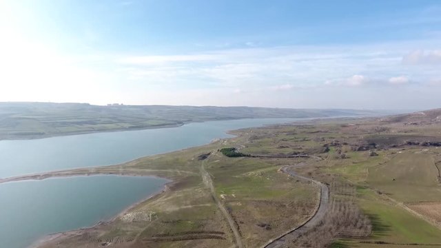 Aerial view of Sazlidere Dam whic is on Kanalistanbul project route - Kanalistanbul projesi g&uuml;zergahında bulunan Sazlıdere barajının havadan drone ile &ccedil;ekilmiş g&ouml;r&uuml;nt&uuml;s&uuml;