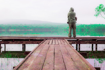 Obraz premium Viewpoint on Chakrapong Reservoir (KHO ITO waterfall) at prachinburi thailand.