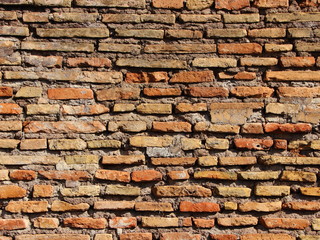Ancient Tile Brick Wall in Warm Colors