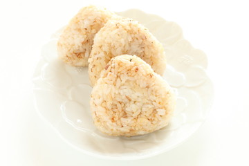 Japanese food, homemade sesame and soy sauce rice ball