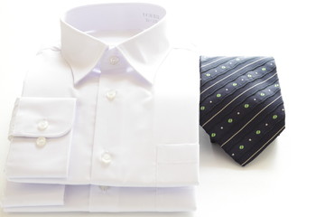 white shirt and necktie on white background 