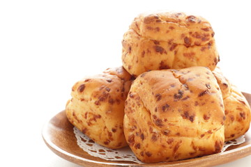 Home bakery bread on wooden plate