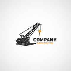 Vector heavy equipment, construction crawler crane.