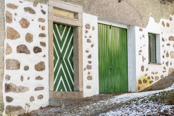 traditional farmhouse with green door