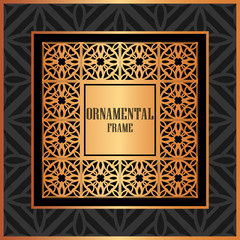Obraz premium Vintage ornamental luxury background with golden frame. Template for design. Vector illustration