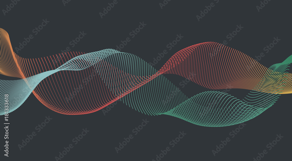 Aufkleber 3d abstract digital wave of particles and wireframe. futuristic abstract background. technology conc