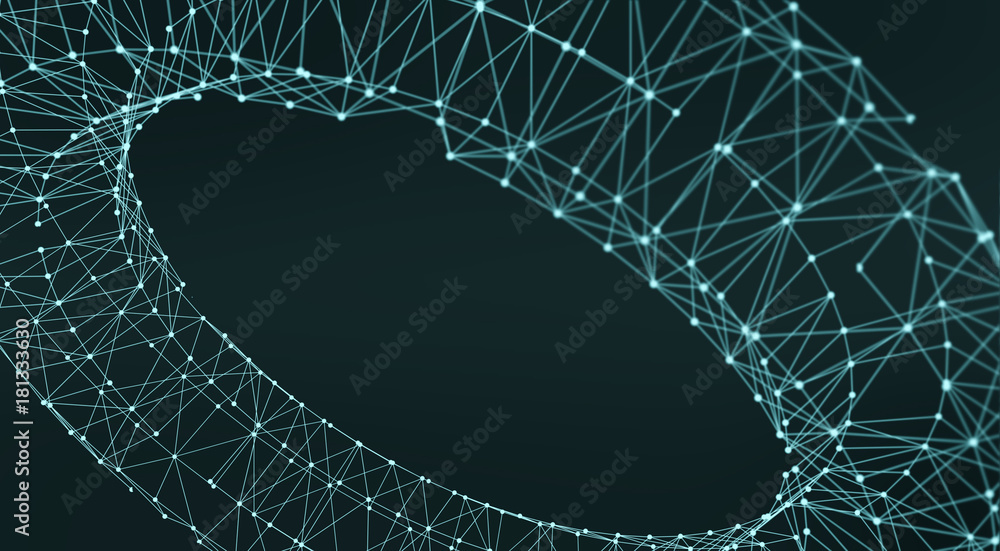 Poster abstract polygonal space light background with connecting dots and lines. plexus effect. 3d render