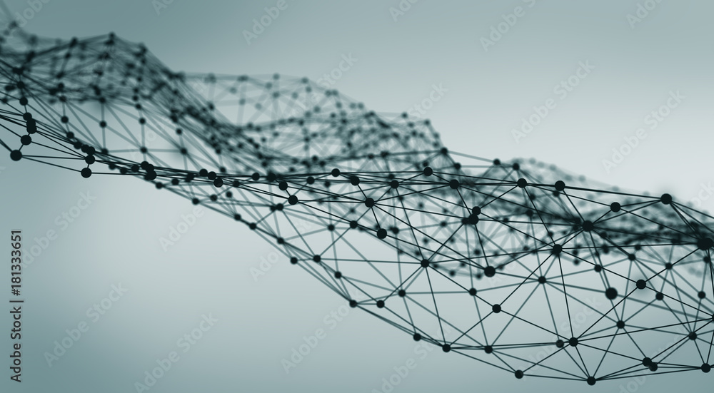 Poster abstract polygonal space low poly light background with connecting dots and lines. plexus effect. 3d