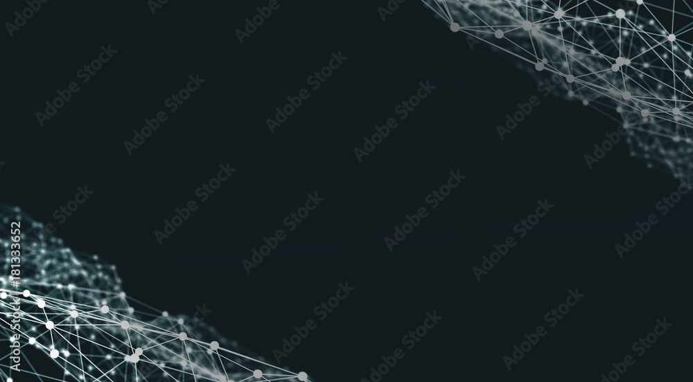 Poster abstract polygonal space low poly dark background with connecting dots and lines. plexus effect. 3d 