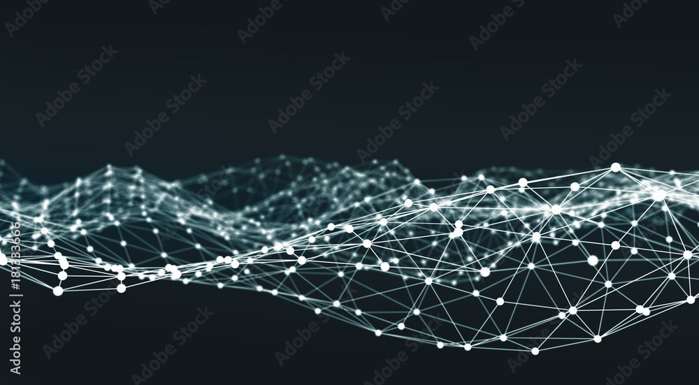 Poster abstract polygonal space low poly dark background with connecting dots and lines. plexus effect. 3d 