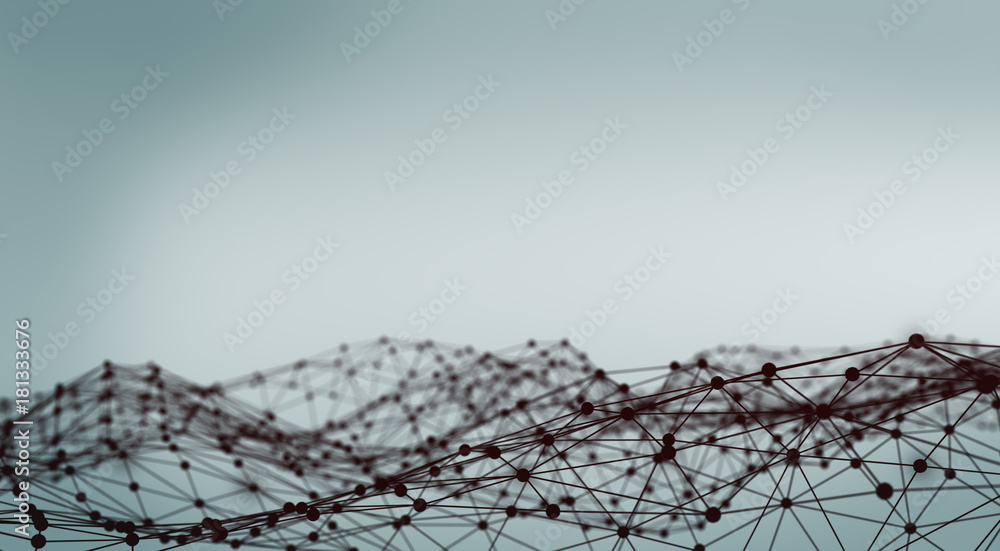 Poster abstract polygonal space low poly light background with connecting dots and lines. plexus effect. 3d