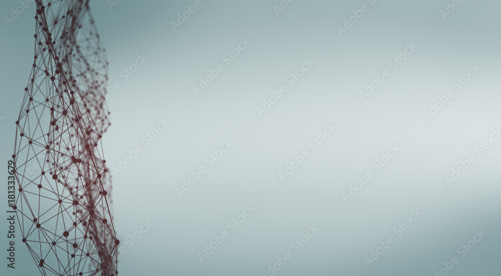Poster abstract polygonal space light background with connecting dots and lines. plexus effect. 3d render