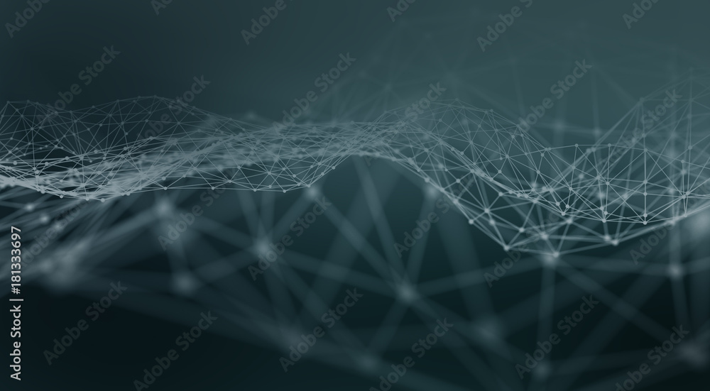 Poster abstract polygonal space light background with connecting dots and lines. plexus effect. 3d render