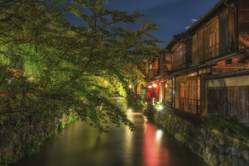 Fototapeta na wymiar Shirakawa Canal in the Gion District of Kyoto, Japan.