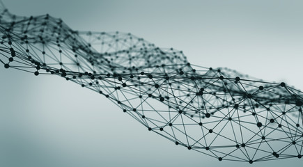 Abstract polygonal space low poly light background with connecting dots and lines. Plexus effect. 3d render