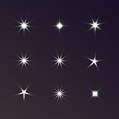 Sparkle lights stars set. Glowing light effect star. Sparkle lig