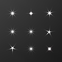 Sparkles icon set. Star element. Sparkle lights vector