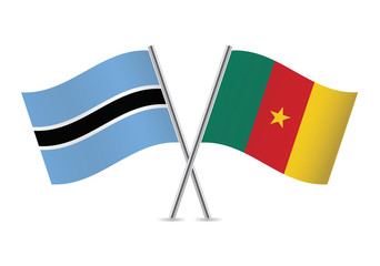 Botswana and Cameroon flags.Vector illustration.