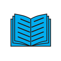 blue book icon on white background. book sign. flat style. open book symbol.