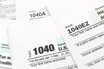 Tax forms 1040. Close up.