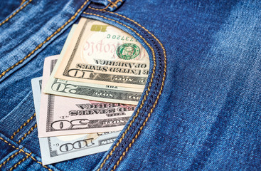 Money in front pocket of jeans.
