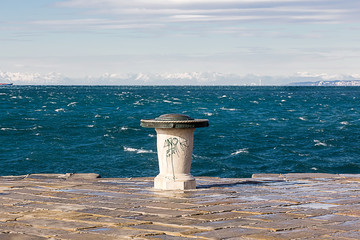 bora wind on Audace pier, Trieste