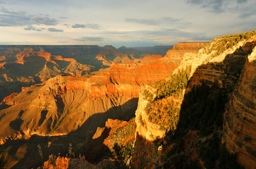 Beautiful sunset at Bright Angel Point, Grand Canyon, Arizona, USA. 