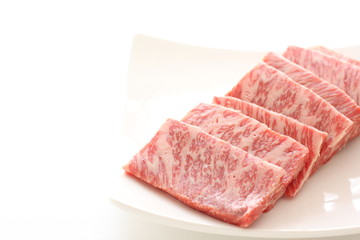 Freshness Japanese marble beef with copy space