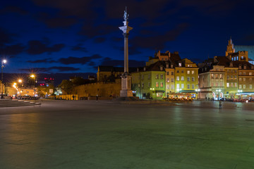 Warsaw, old town at night